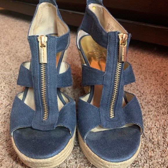 michael kors navy blue wedges